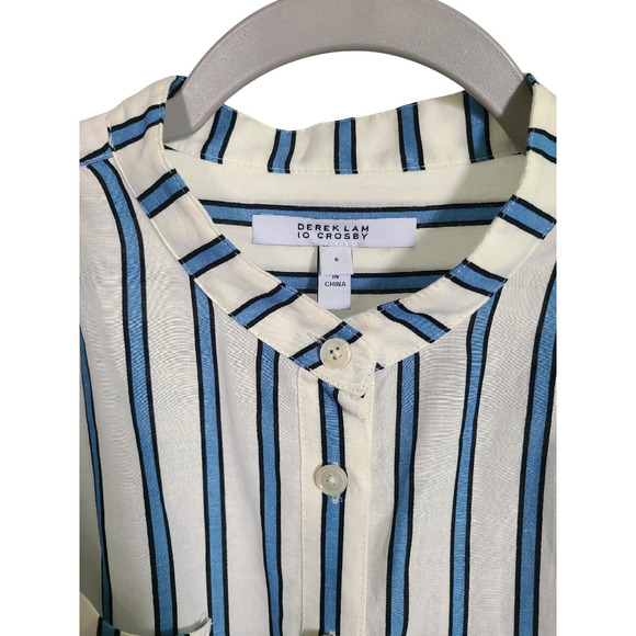 10 Crosby Derek Lam Striped Blouse Top Size 6 - Picture 2 of 8